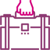 Outline icon of a hand holding a briefcase