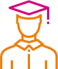 Outline icon of a person in a graduation cap